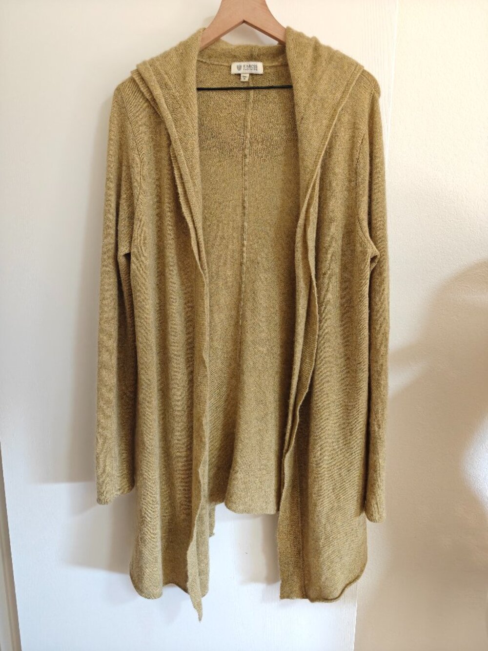 Kinross Cashmere XL 100% Cashmere Hooded Waterfall Open Front Cardigan